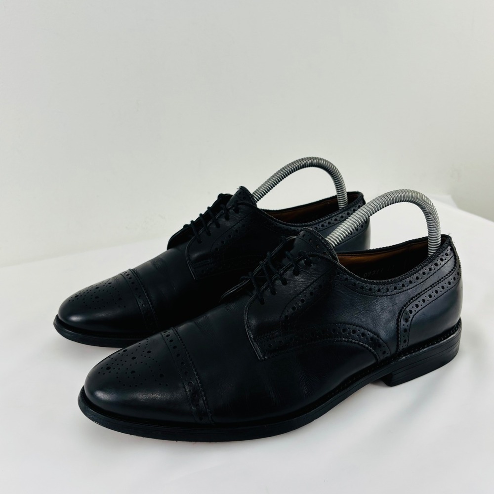 Allen Edmonds Sanford Mens 8D Black Leather‎ Semi Brogue Derby Shoes 5207